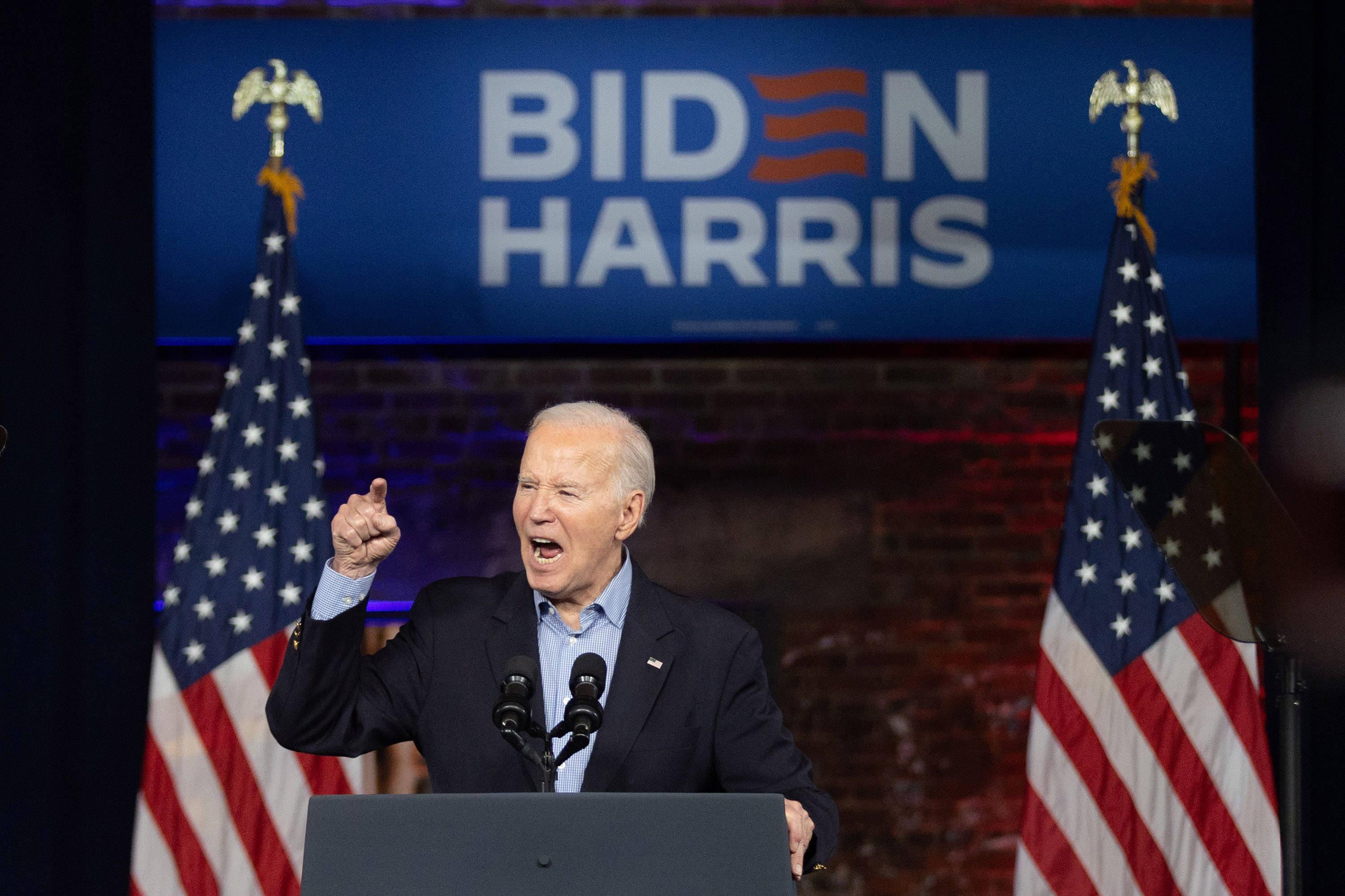 US-Präsident Joe Biden bei einer Wahlkampfveranstaltung am 10. April 2024.